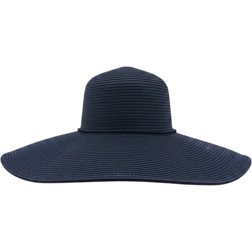 Timeless Basic Sun Hat Women One Size Navy Blue Paper Straw Floppy Wide Brim